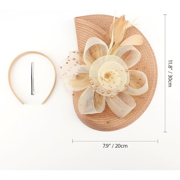 Fascinator Hat Flower Mesh Feathers Headband Clip for Women Tea Party - Picture 6 of 7
